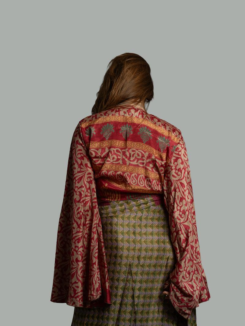 Wrap Top Manica larga fucsia – Gandhi