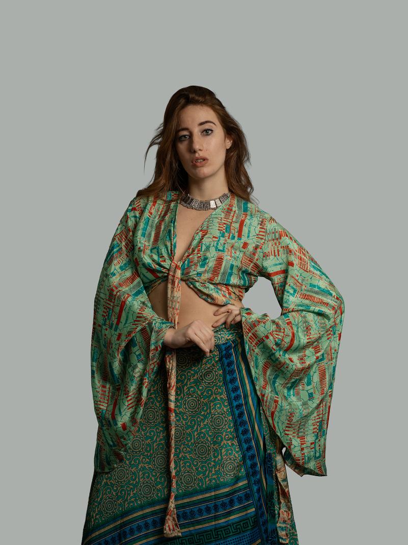 Wrap Top Manica larga verde chiaro – Gandhi