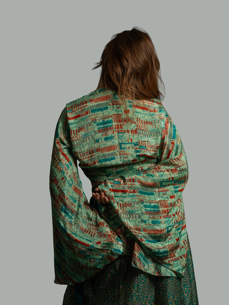 Wrap Top Manica larga verde chiaro – Gandhi