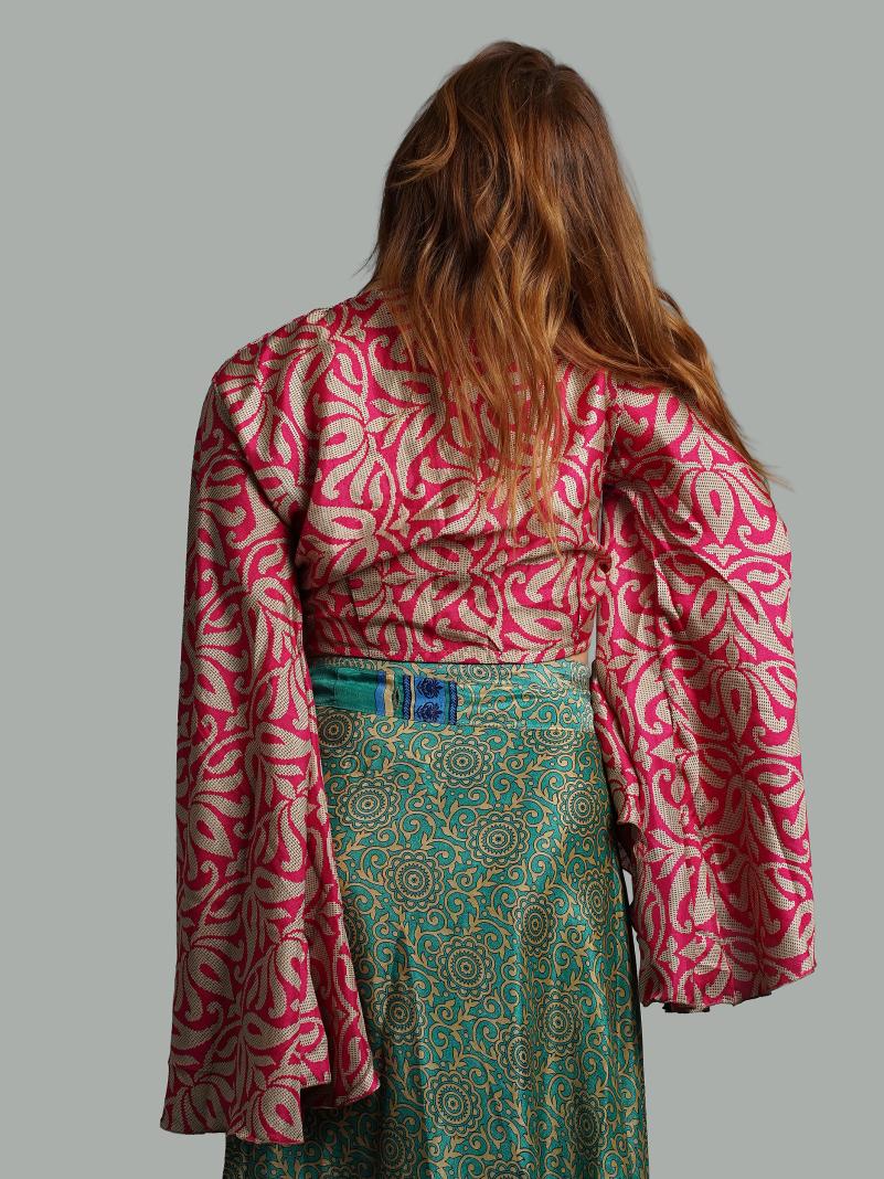 Wrap Top Manica larga fucsia – Gandhi