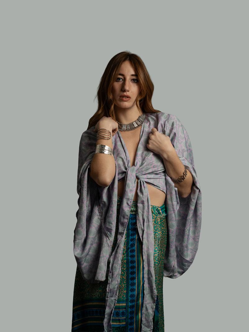 Wrap Top Manica larga lilla – Gandhi