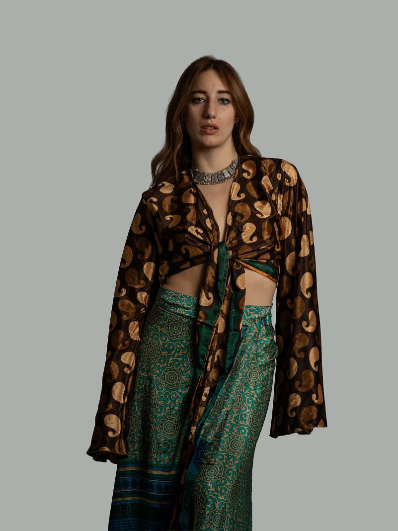 Wrap Top Manica larga marrone – Gandhi