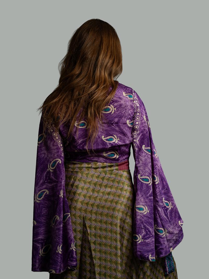 Wrap Top Manica larga viola – Gandhi