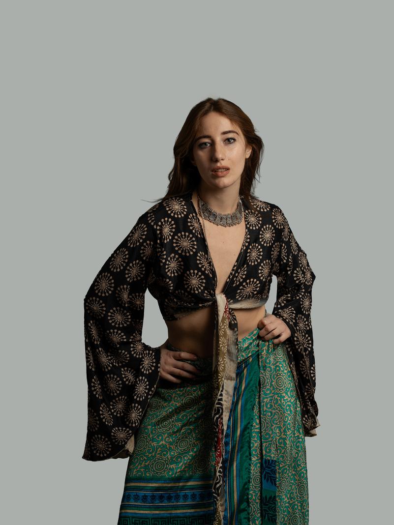 Wrap Top Manica larga nero – Gandhi