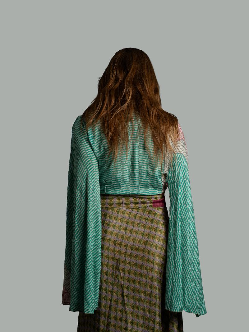 Wrap Top Manica larga verde chiaro – Gandhi