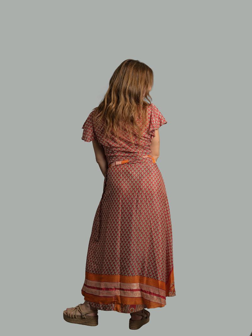 Wrap top e Gonna a Portafoglio rosso - Manali