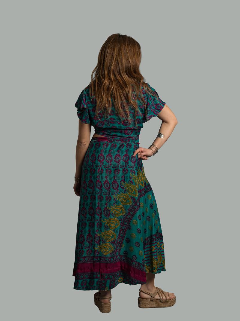 Wrap top e Gonna a Portafoglio blu - Manali