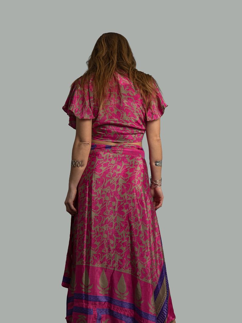 Wrap top e Gonna a Portafoglio cremisi - Manali