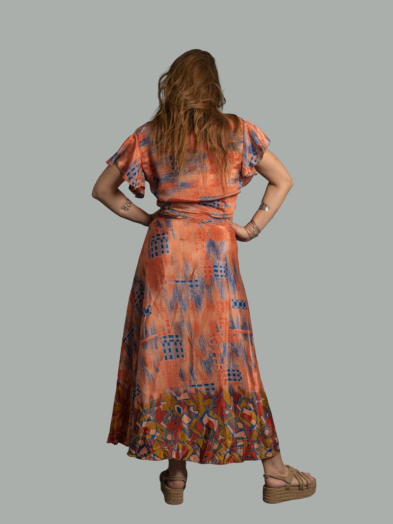 Wrap top e Gonna a Portafoglio arancione - Manali