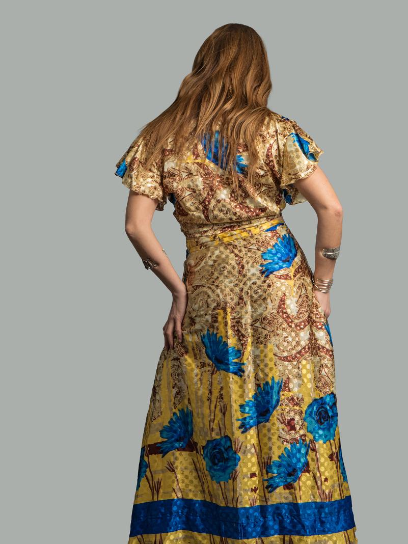 Wrap top e Gonna a Portafoglio fiori blu - Manali