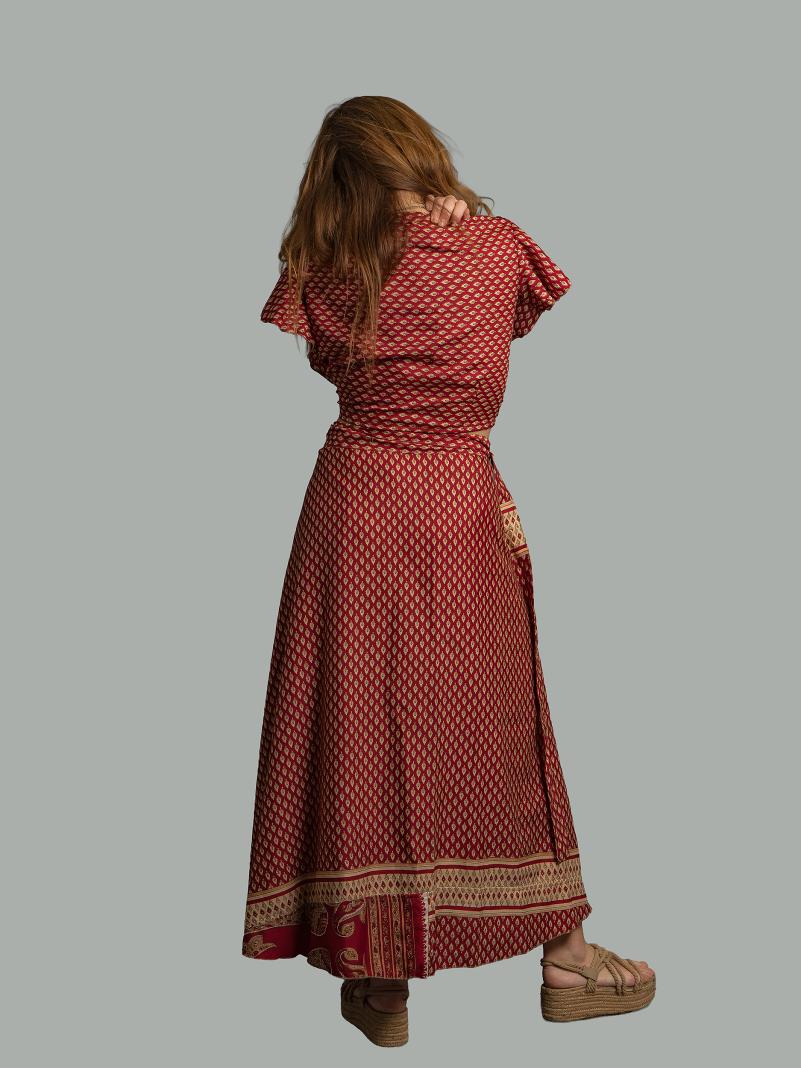 Wrap top e Gonna a Portafoglio rosso - Manali