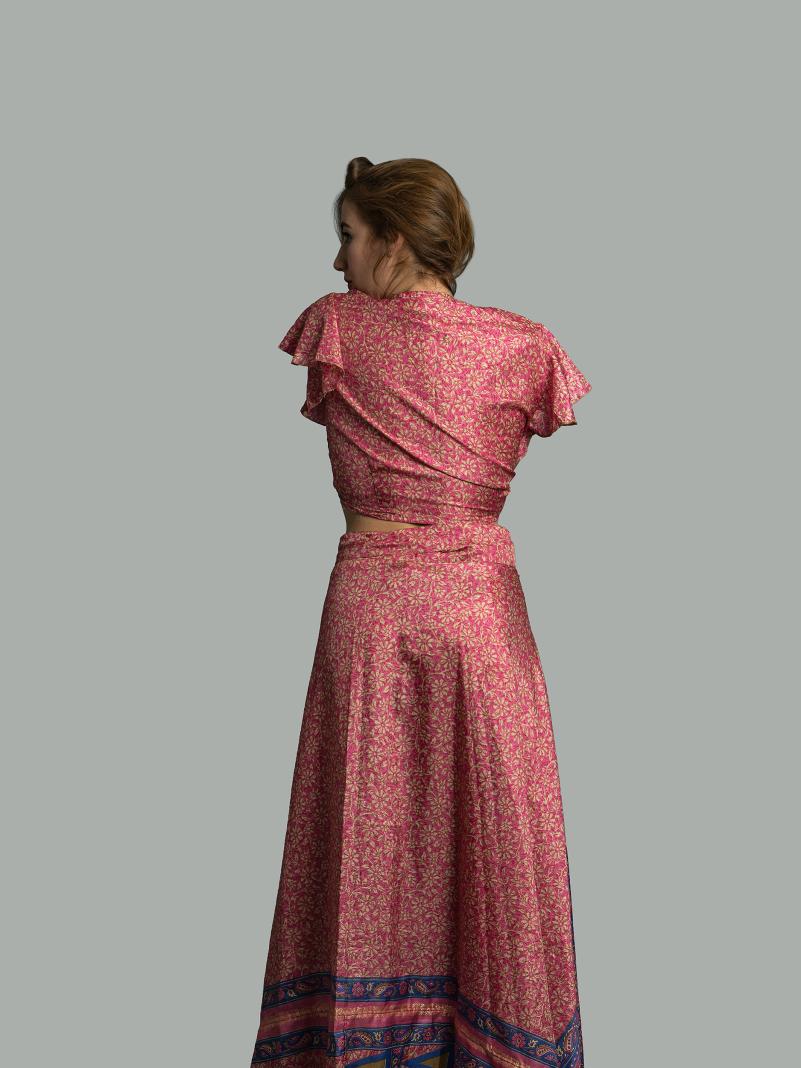 Wrap top e Gonna a Portafoglio rosa - Manali