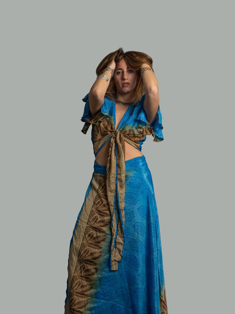 Wrap top e Gonna a Portafoglio azzurro - Manali