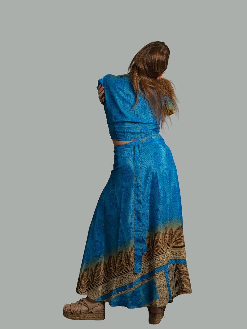 Wrap top e Gonna a Portafoglio azzurro - Manali