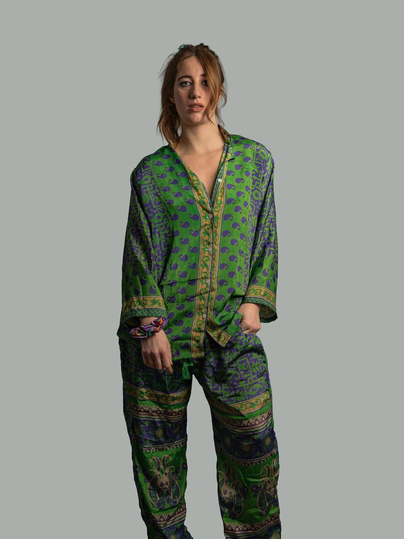 Pigiama in Sari LXL - verde e viola