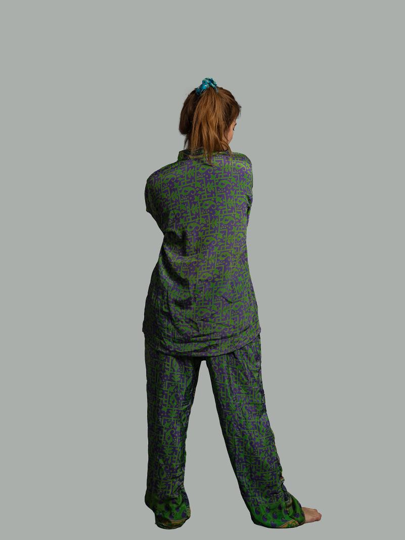 Pigiama in Sari LXL - verde e viola