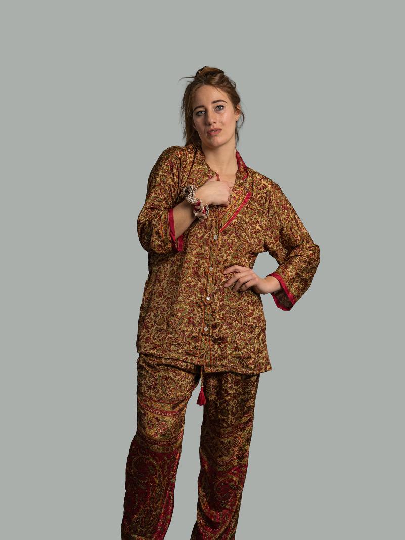 Pigiama in Sari LXL - ocra e rosso