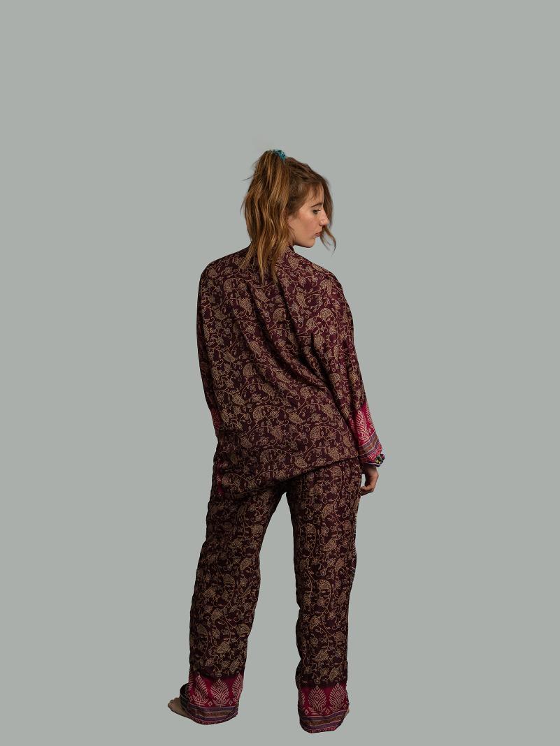 Pigiama in Sari LXL - marrone e rosso