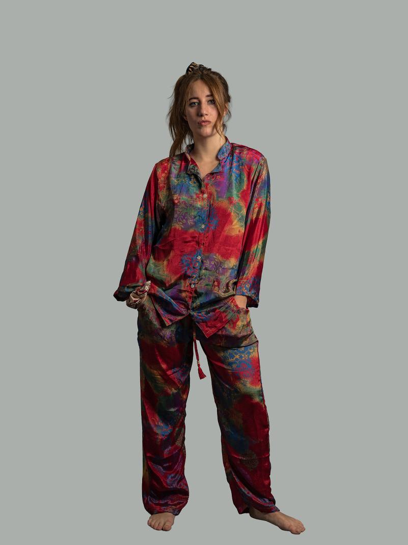 Pigiama in Sari LXL - rosso e blu