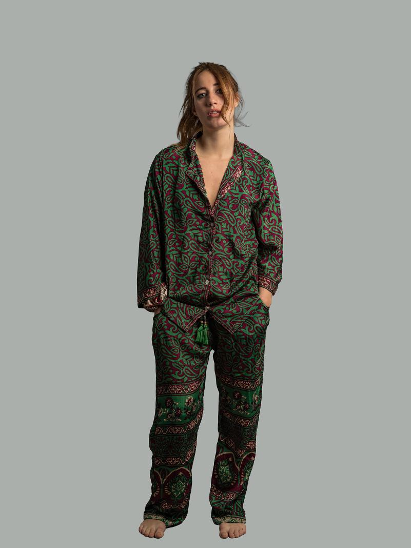 Pigiama in Sari LXL - verde e rosso