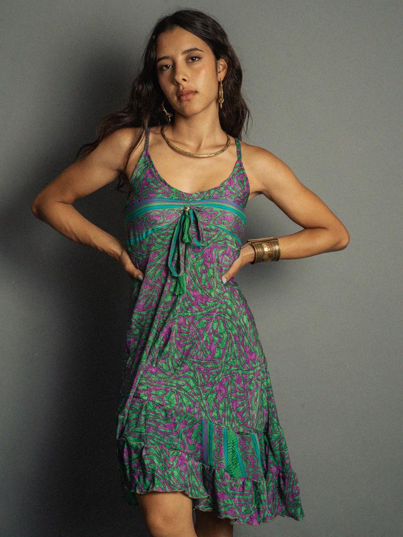 Abitino con spalline viola e verde - Patna