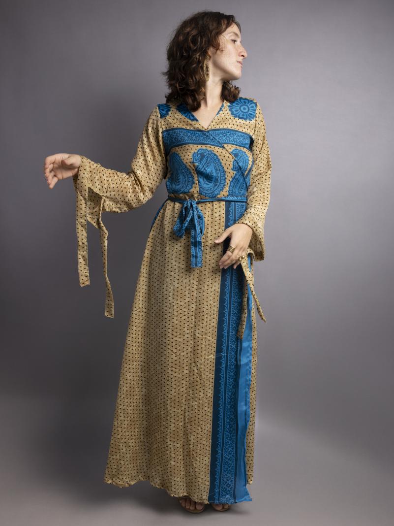 Kimono LXL ocra e blu – Tibet