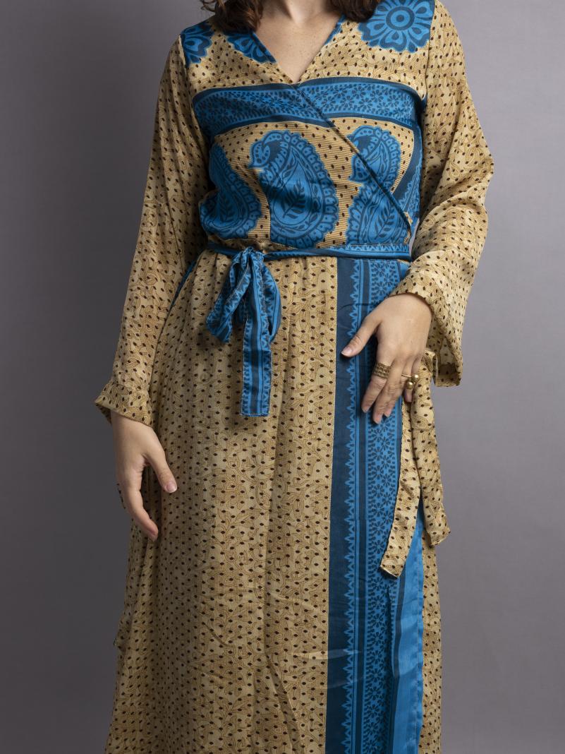 Kimono LXL ocra e blu – Tibet