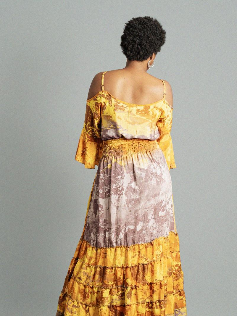 Abito lungo con bretelle giallo - Nagpur