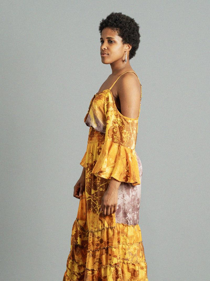 Abito lungo con bretelle giallo - Nagpur