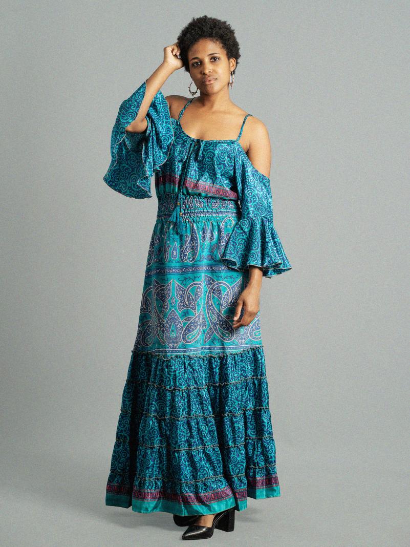 Abito lungo con bretelle blu - Nagpur