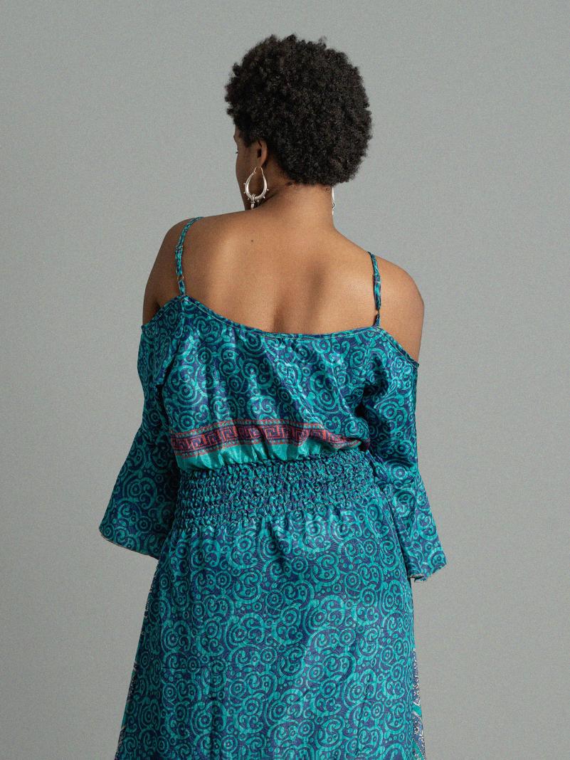 Abito lungo con bretelle blu - Nagpur