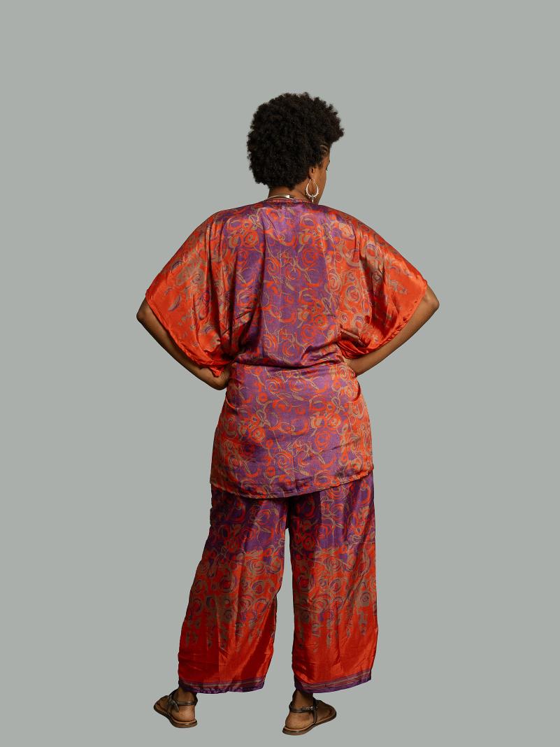 Caftano e pantalone rosso e viola - Jaisalmer