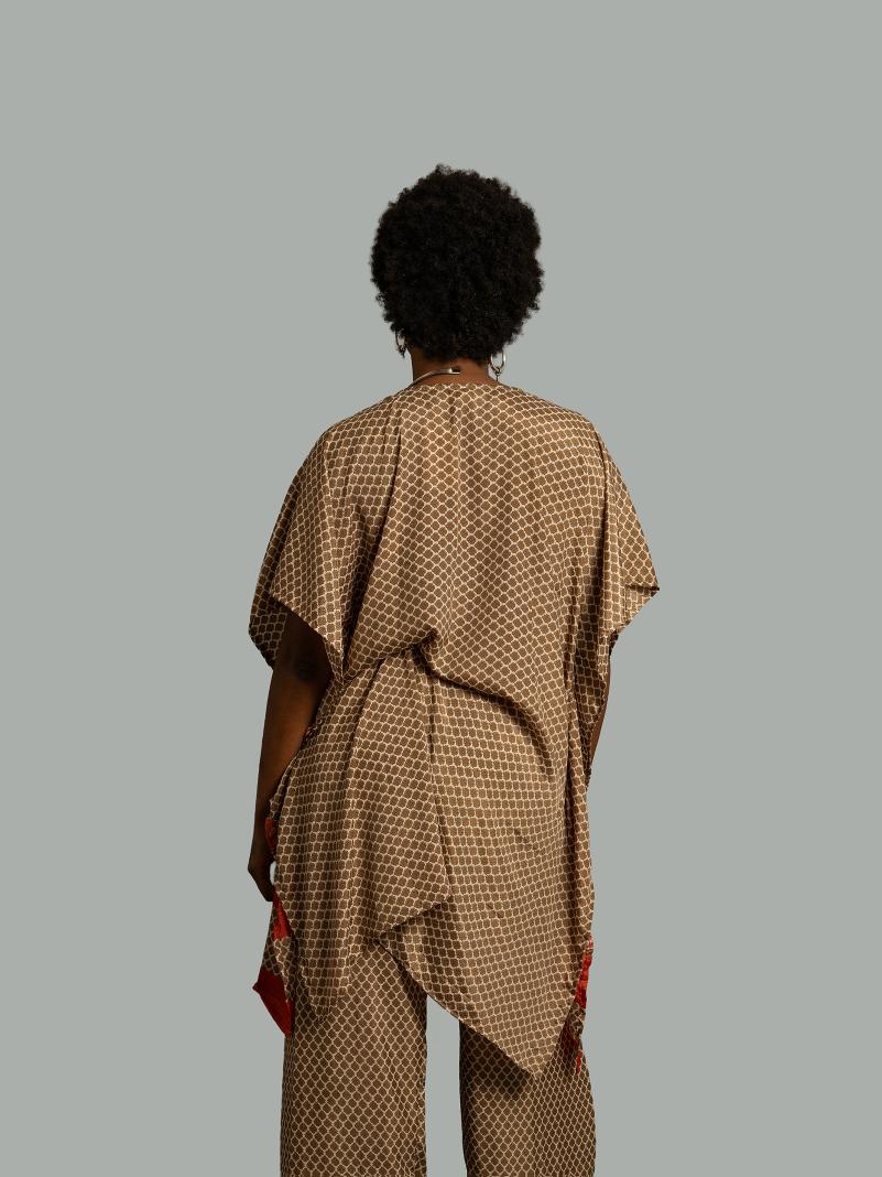 Caftano e pantalone bianco con linea rossa - Jaisalmer