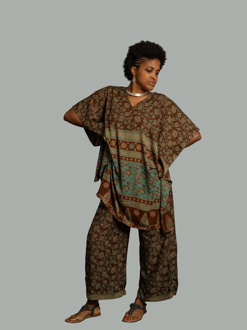 Caftano e pantalone marrone - Jaisalmer