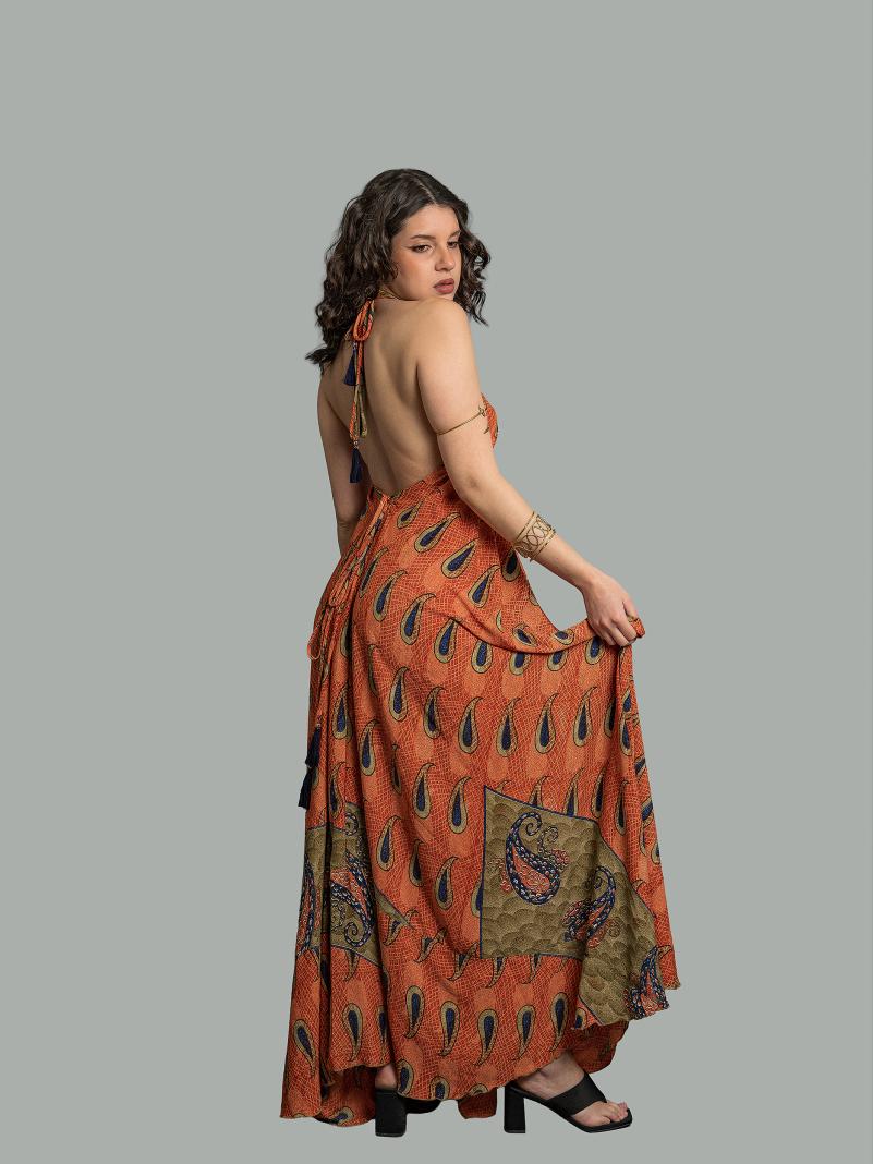 Abito etnico lungo arancione – Delhi