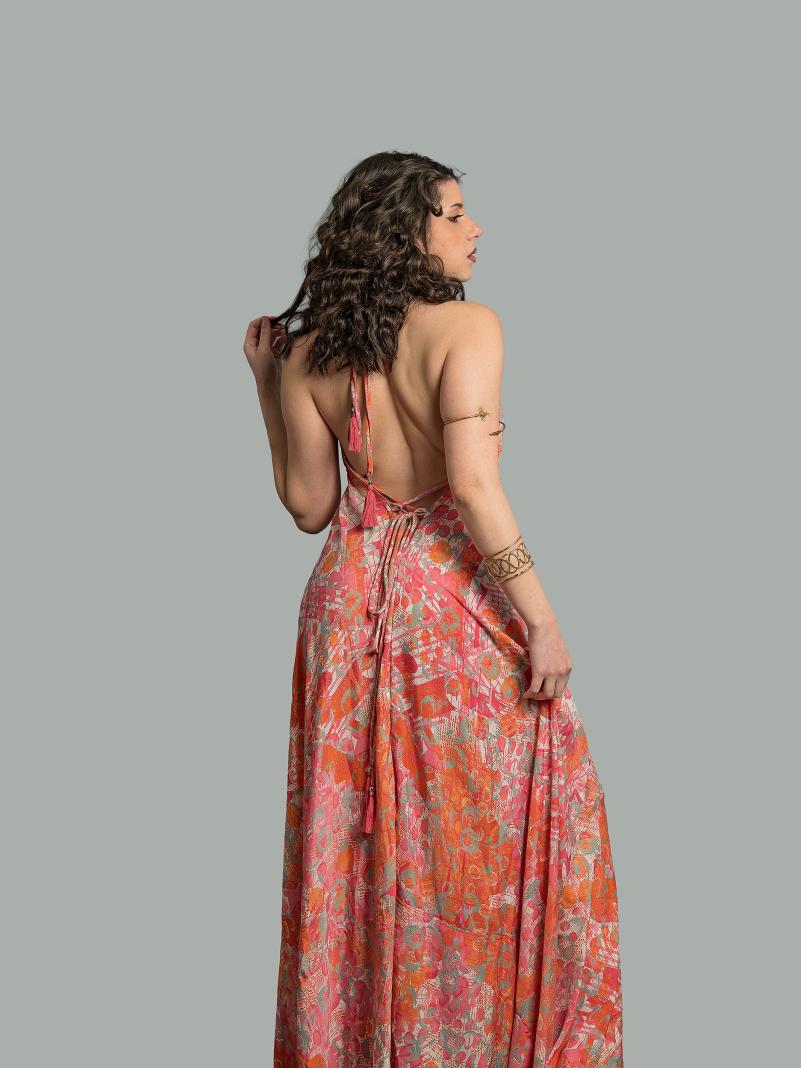 Abito etnico lungo salmone – Delhi