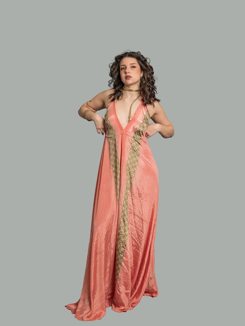 Abito etnico lungo rosa – Delhi