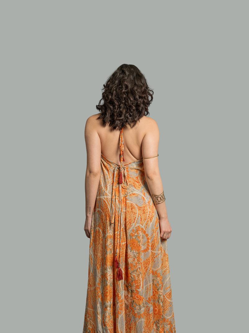 Abito etnico lungo arancione chiaro – Delhi