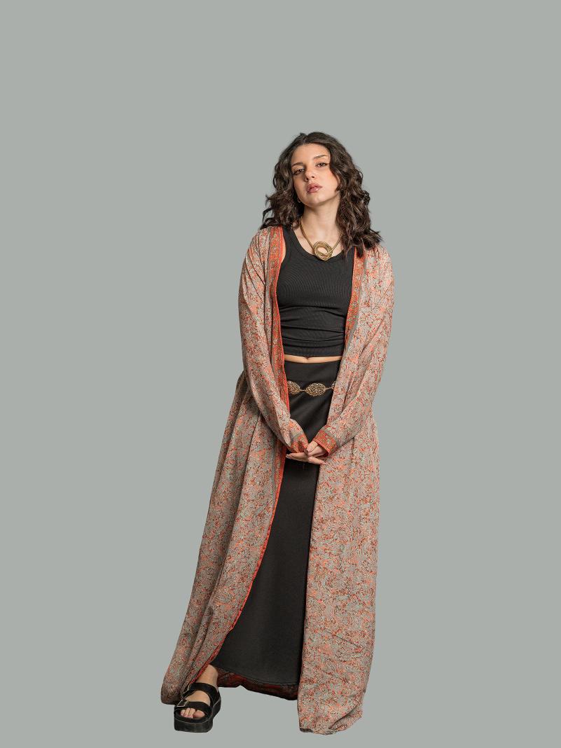Kimono aperto arancione - Gujarat