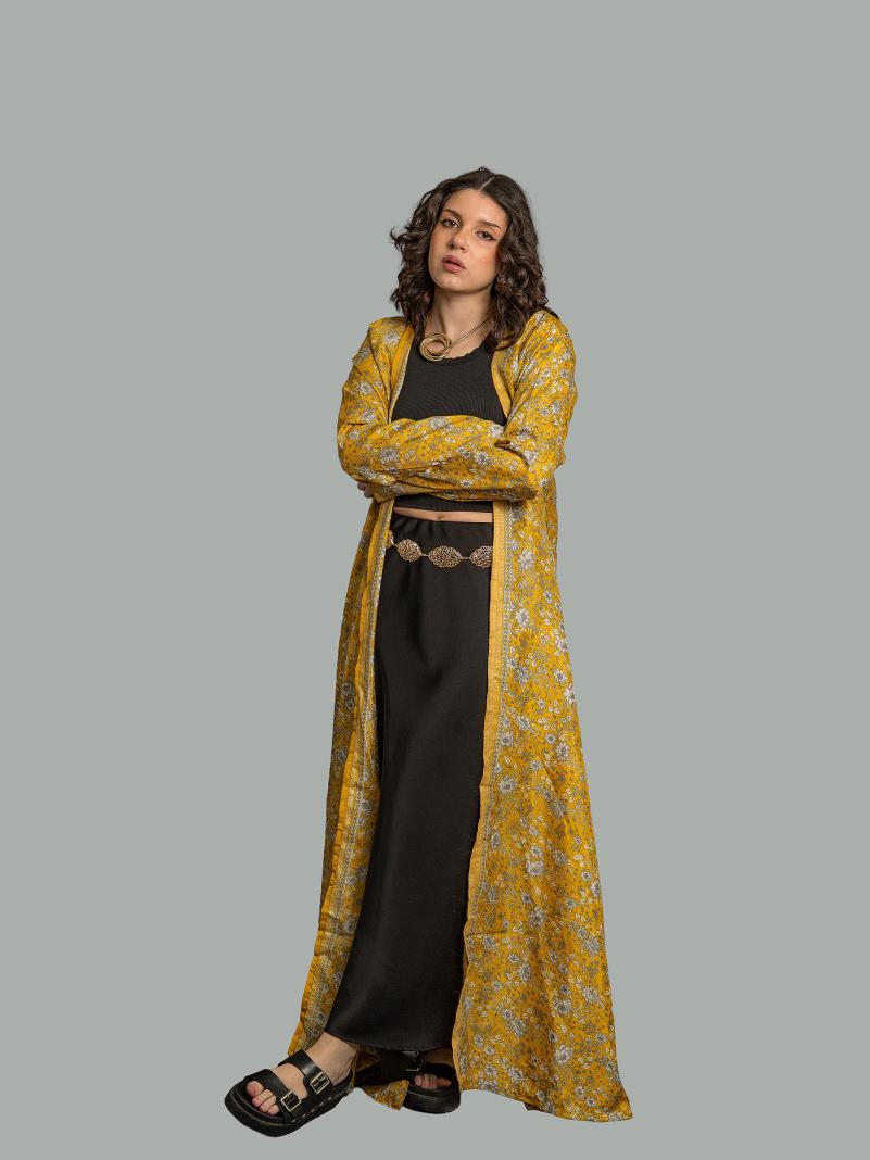 Kimono aperto giallo - Gujarat