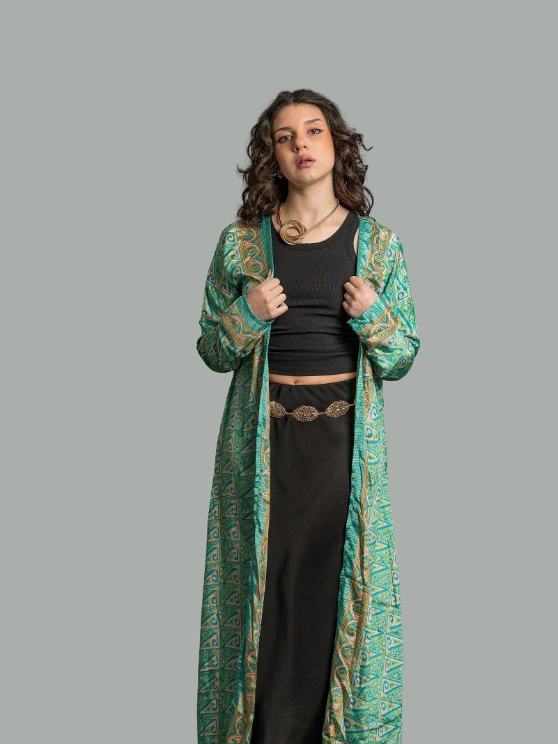 Kimono aperto verde - Gujarat