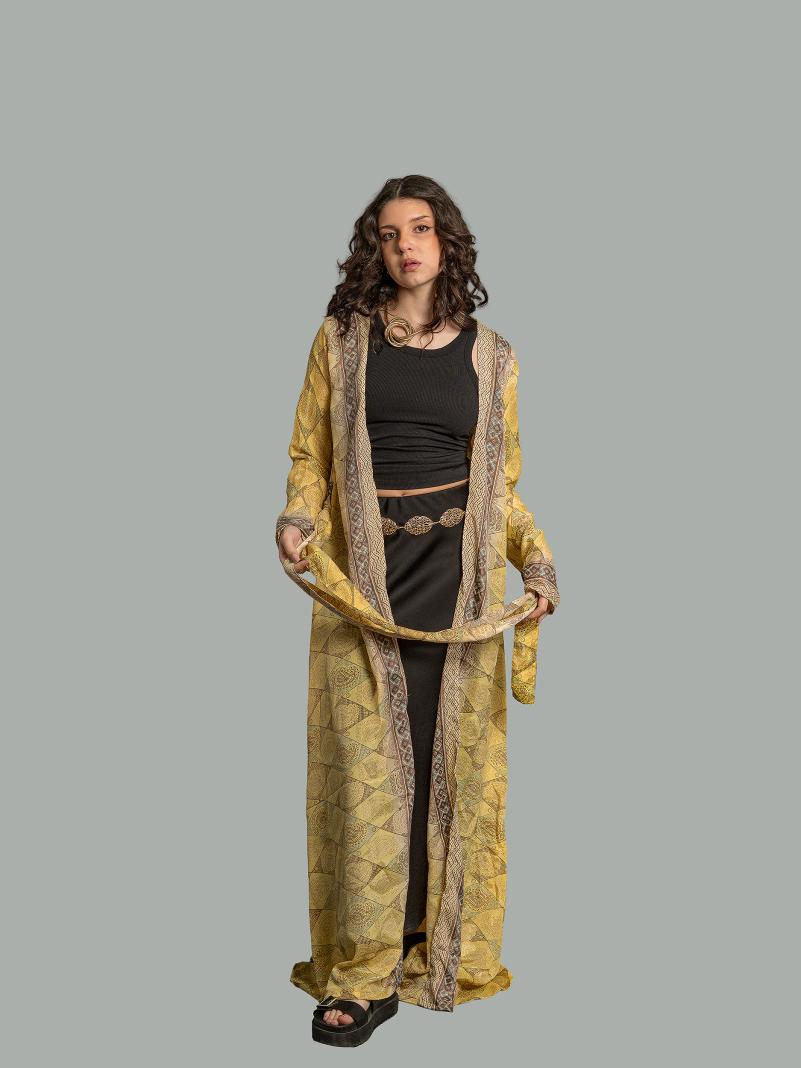 Kimono aperto giallo - Gujarat