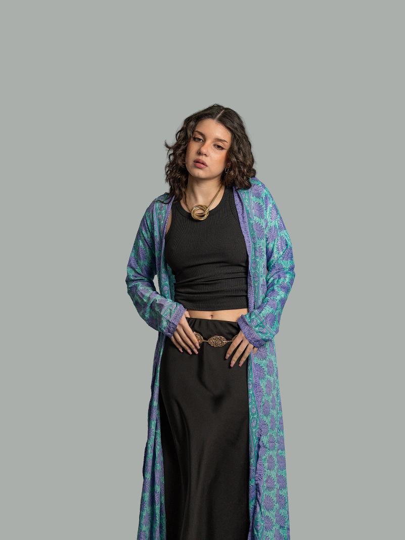 Kimono aperto celeste - Gujarat