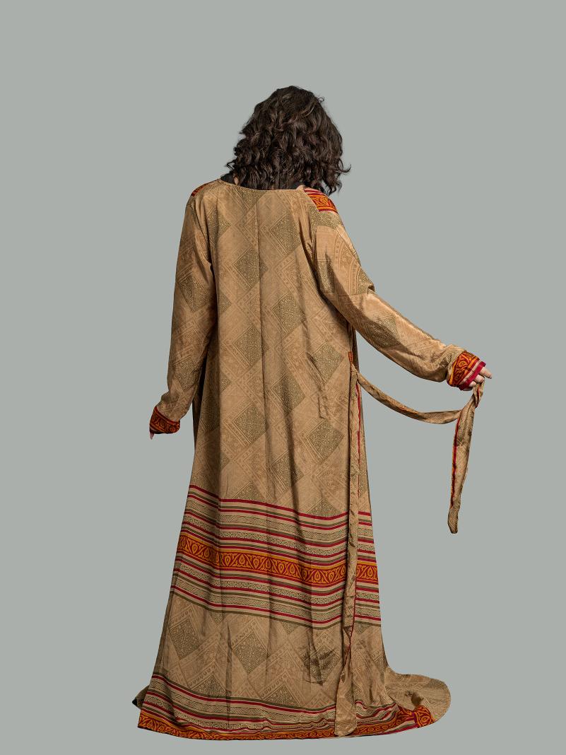 Kimono aperto ocra e arancione - Gujarat