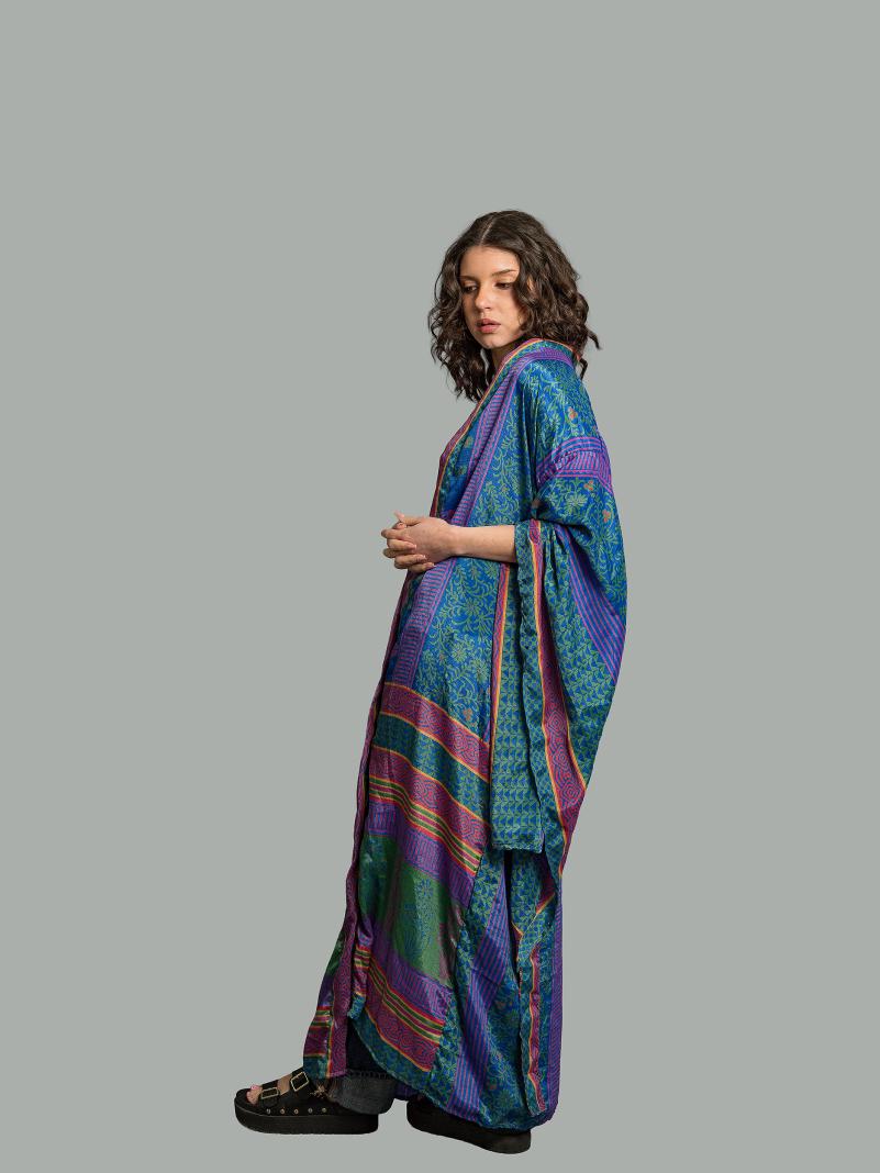 Kimono Manica Larga blu e verde - Surat