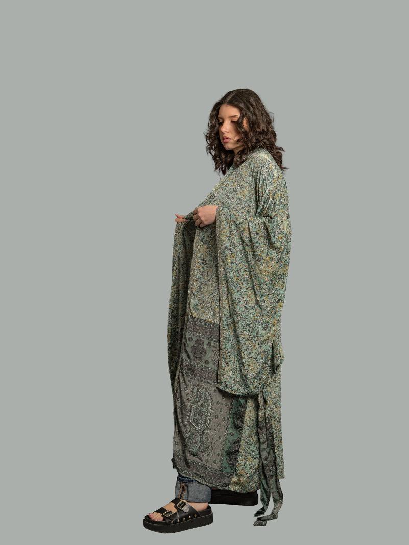 Kimono Manica Larga dettagli grigi - Surat