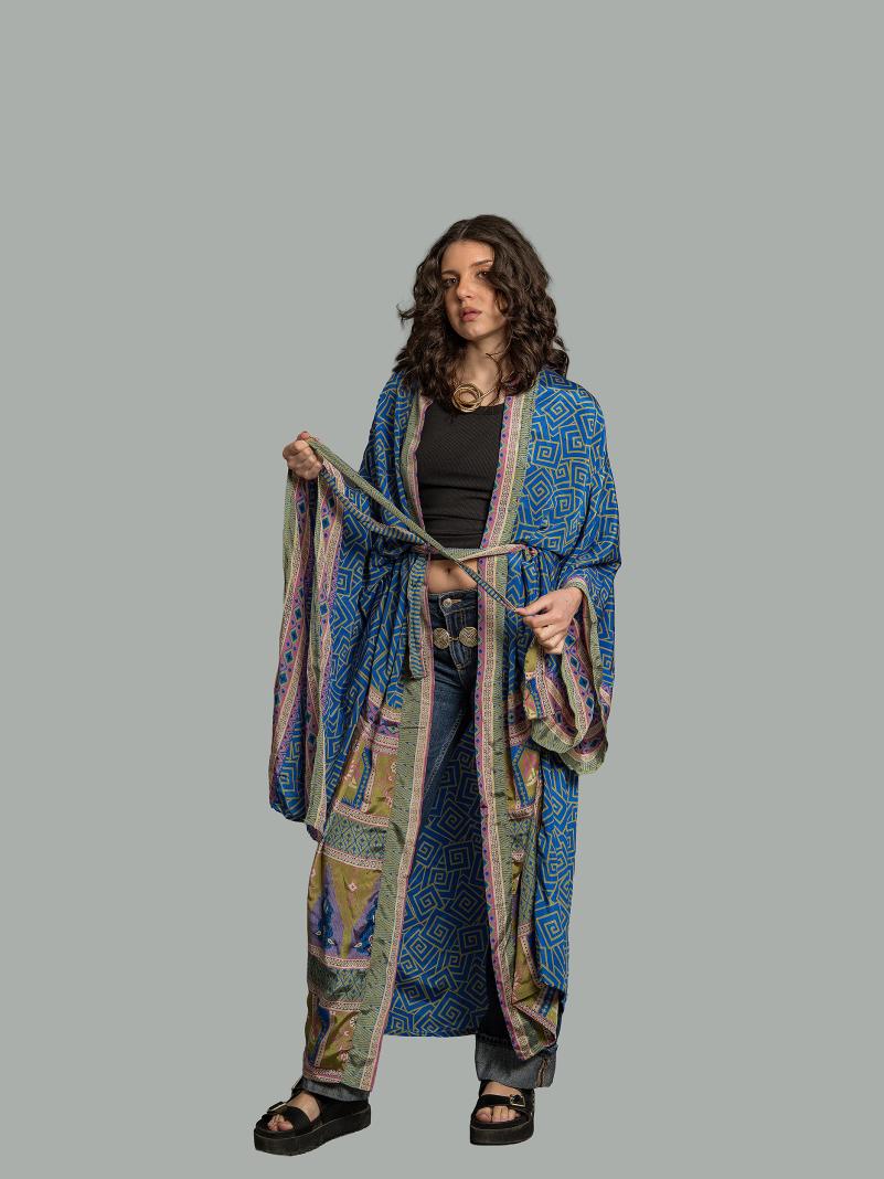 Kimono Manica Larga blu - Surat