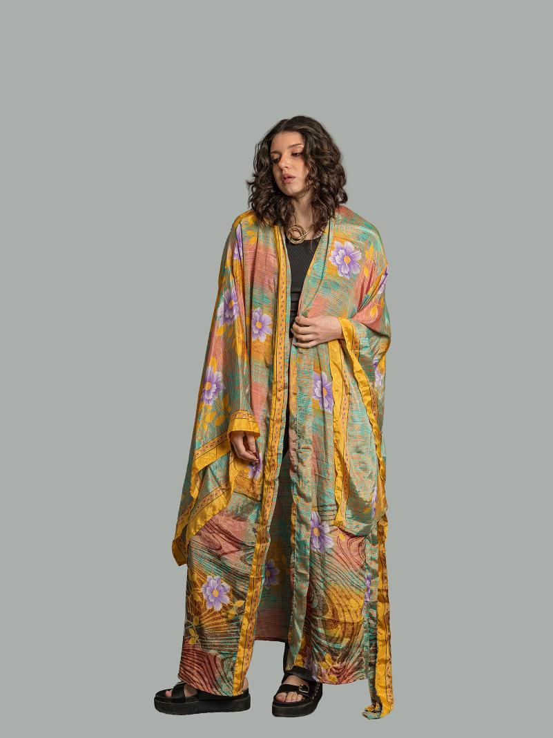 Kimono Manica Larga fiori - Surat
