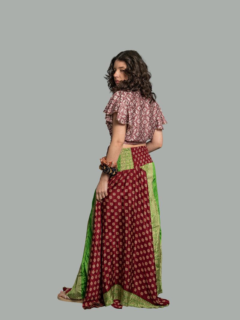 Gonna etnica amaranto e verde – Calcutta