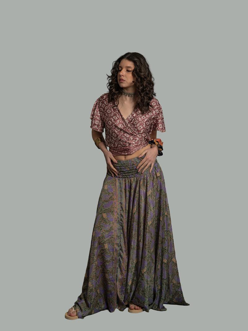 Gonna etnica fiori lilla – Calcutta